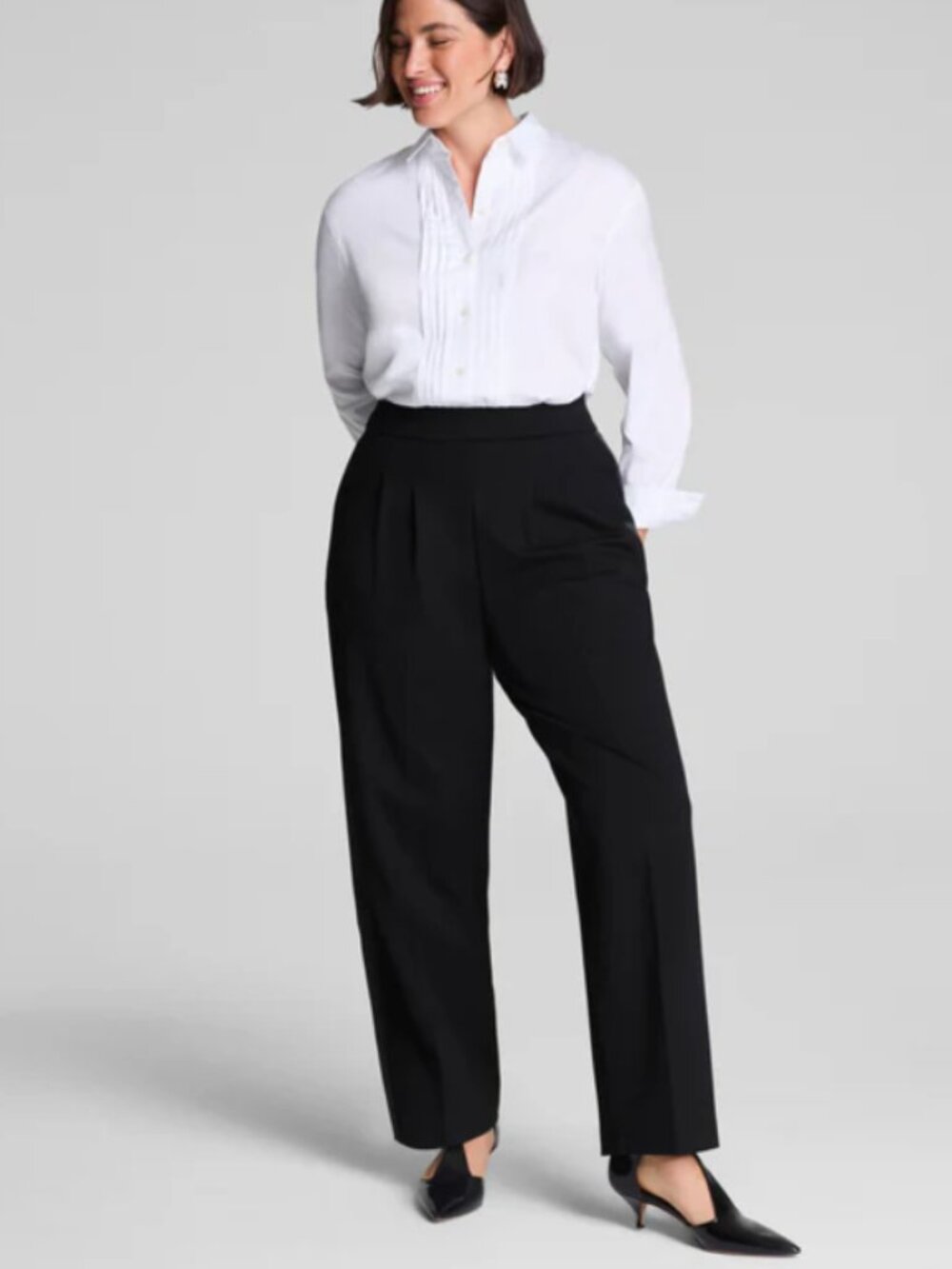 Ponte Pleated Barrel Leg Trouser